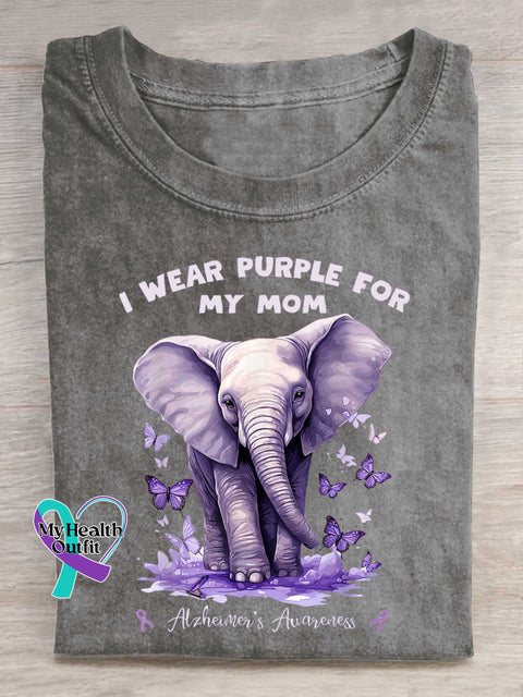 I WEAR PURPLE FOR MY MOM Alzheimer’s Awareness T-shirt Grey / S