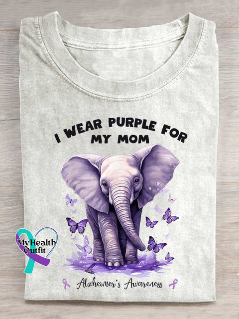 I WEAR PURPLE FOR MY MOM Alzheimer’s Awareness T-shirt White / S
