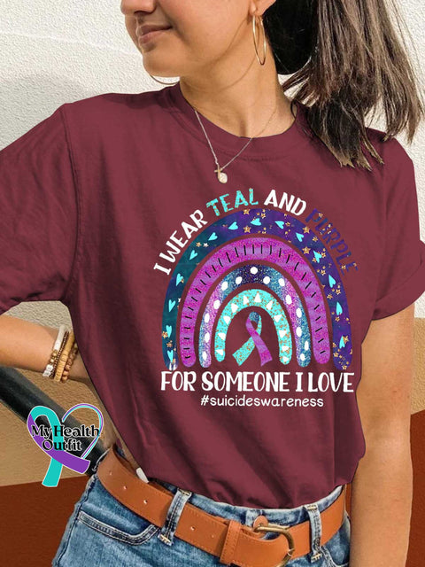 I Wear Teal and Purple FOR SOMEONE I LOVE Suicideswareness T-shirt Red / S