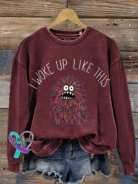 I Woke Up Like This Print Casual Sweatshirt Red / S