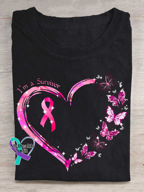 I’m A Survivor Breast Cancer Awareness T-shirt Black / S