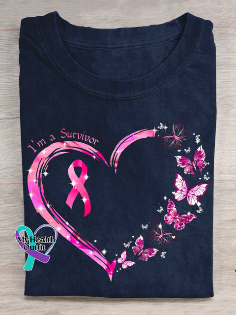 I’m A Survivor Breast Cancer Awareness T-shirt Blue / S