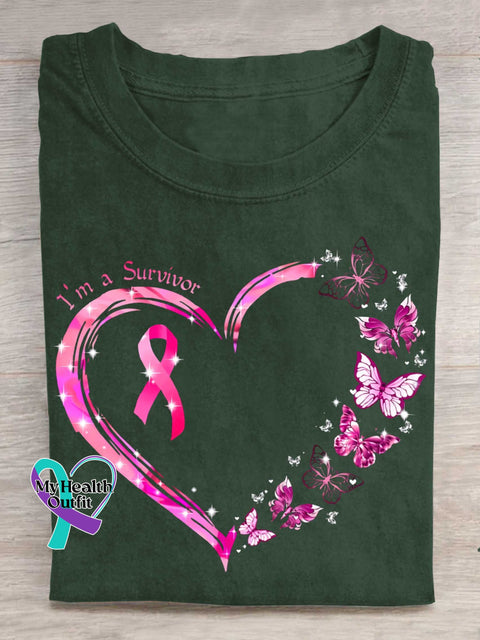 I’m A Survivor Breast Cancer Awareness T-shirt Green / S