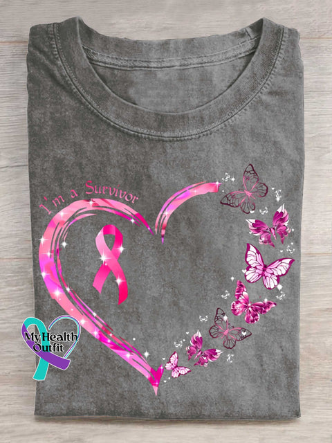 I’m A Survivor Breast Cancer Awareness T-shirt Grey / S