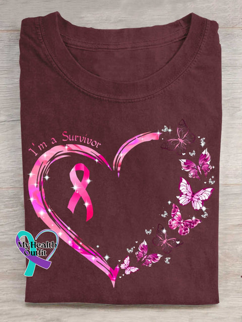 I’m A Survivor Breast Cancer Awareness T-shirt Red / S