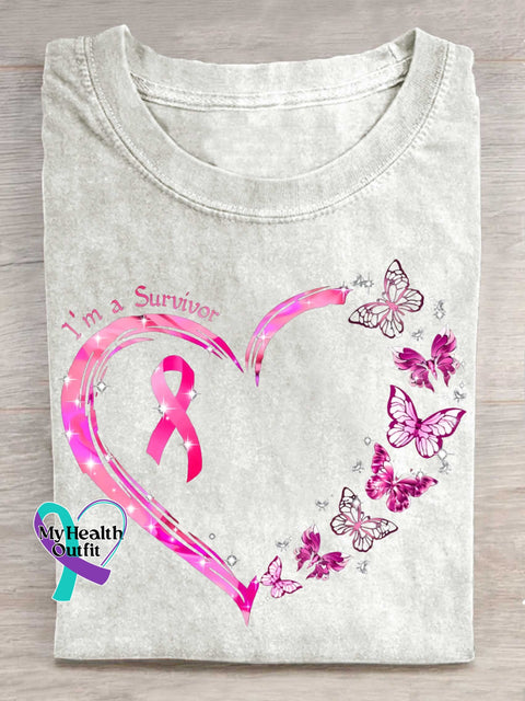 I’m A Survivor Breast Cancer Awareness T-shirt White / S