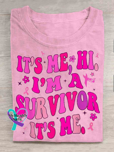 I’m A Survivor October Pink Art Print Casual T-Shirt / S