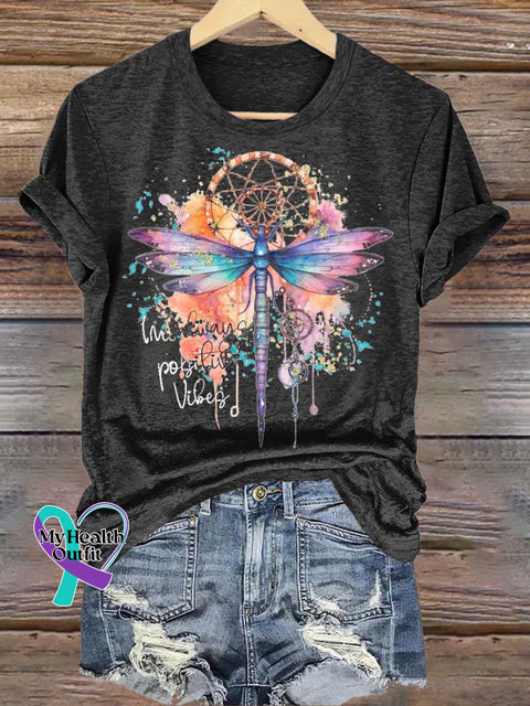 I’m Always Positive Vibes Dragonfly Dreamcatcher T-shirt Black / S