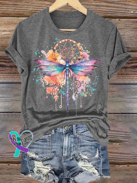 I’m Always Positive Vibes Dragonfly Dreamcatcher T-shirt Grey / S