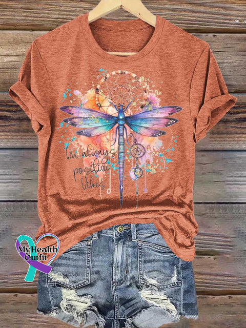 I’m Always Positive Vibes Dragonfly Dreamcatcher T-shirt Orange / S