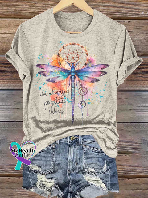 I’m Always Positive Vibes Dragonfly Dreamcatcher T-shirt Sand / S