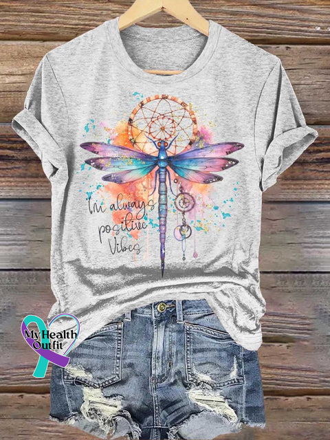 I’m Always Positive Vibes Dragonfly Dreamcatcher T-shirt White / S