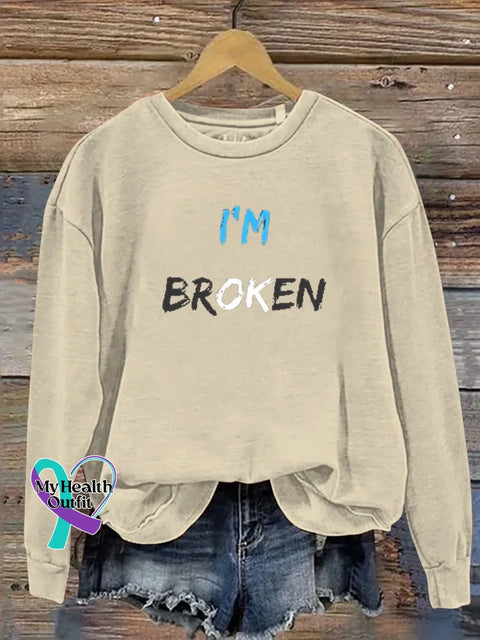 I’m Broken Print Casual Sweatshirt Sand / S