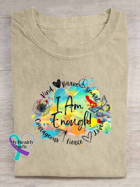 I’m Enough Printed Casual Round Neck Short Sleeve Multicolor / S