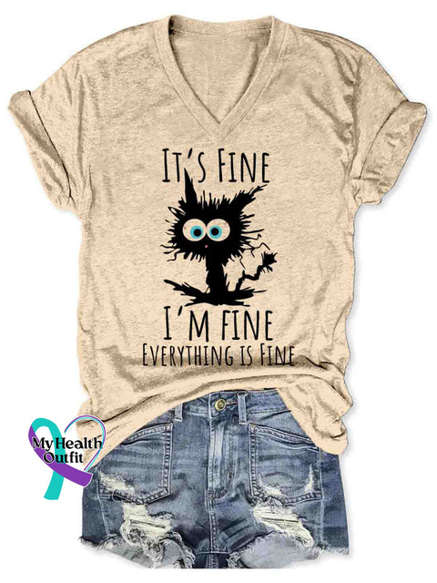 I’m Fine Art Casual T-Shirt Apricot / S