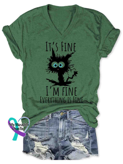 I’m Fine Art Casual T-Shirt Green / S