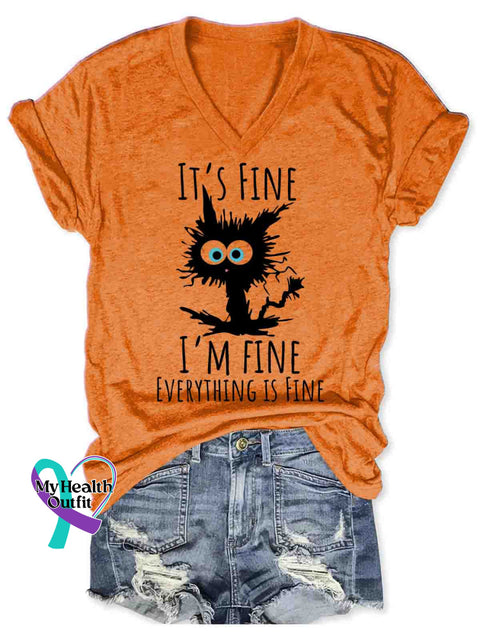 I’m Fine Art Casual T-Shirt Orange / S