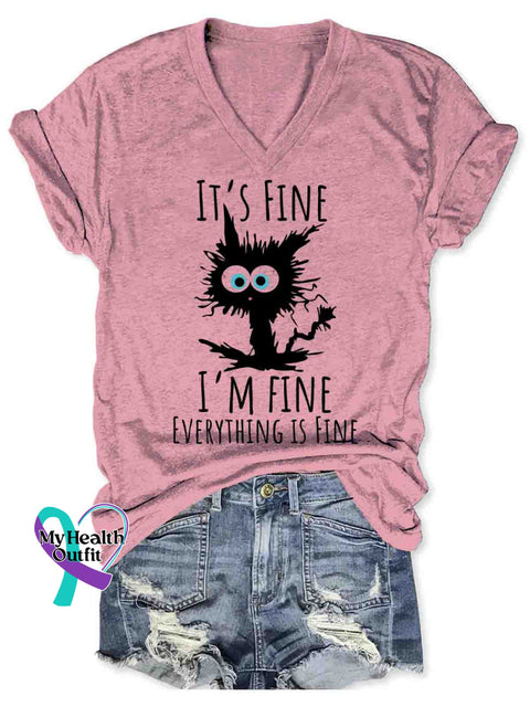 I’m Fine Art Casual T-Shirt Pink / S