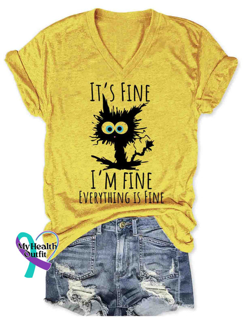 I’m Fine Art Casual T-Shirt Yellow / S