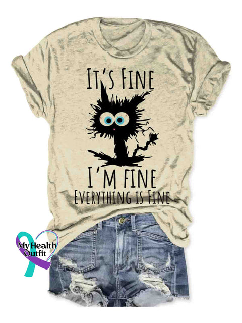 I’m Fine Everything Is Fine Art T shirt Apricot / S
