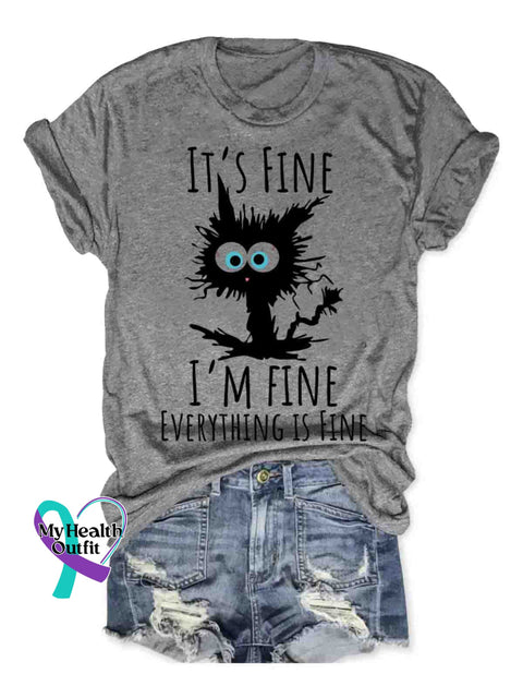 I’m Fine Everything Is Fine Art T shirt Grey / S
