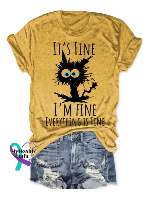 I’m Fine Everything Is Fine Art T shirt Yellow / S