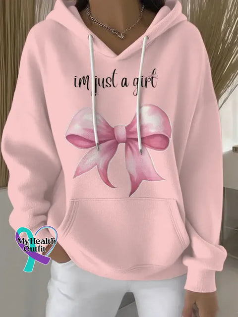 I’m Just A Girl Art Print Casual Cotton Sweatshirt Pink / S