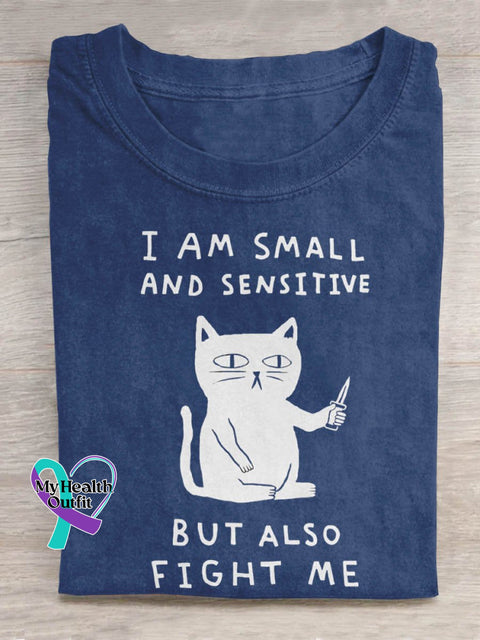 I’m Small And Sensitive Art Print Casual T-Shirt Blue / S