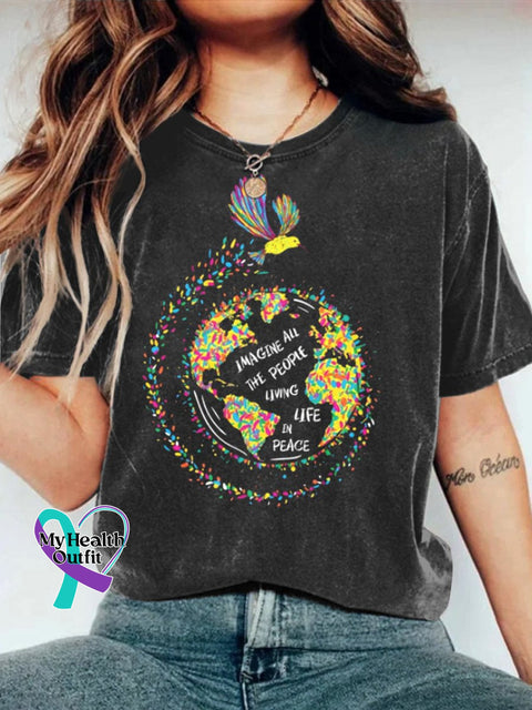 Imagine All The People Living Life In Peace Casual T-Shirt Multicolor / S