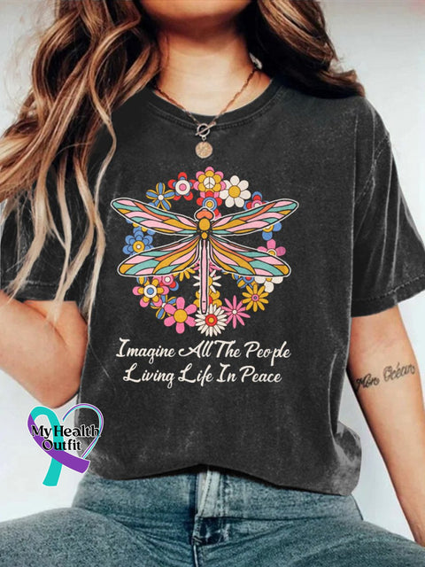 Imagine All The People Living Life In Peace Casual T-Shirt Multicolor / S