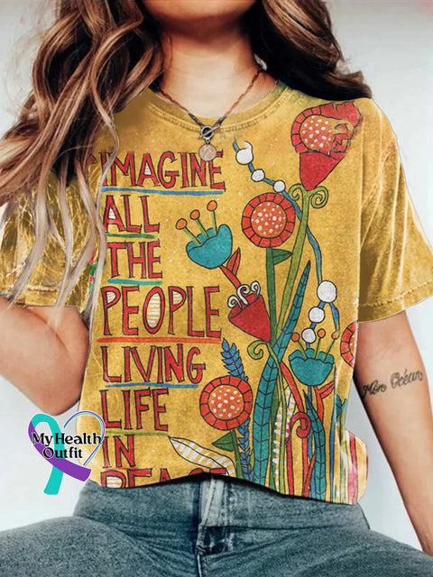 Imagine All The People Living Life In Peace Casual T-Shirt Multicolor / S