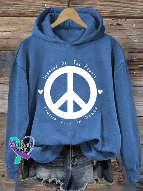 Imagine All The People Living Life In Peace Hoodie Blue / S