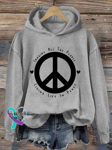 Imagine All The People Living Life In Peace Hoodie Grey / S