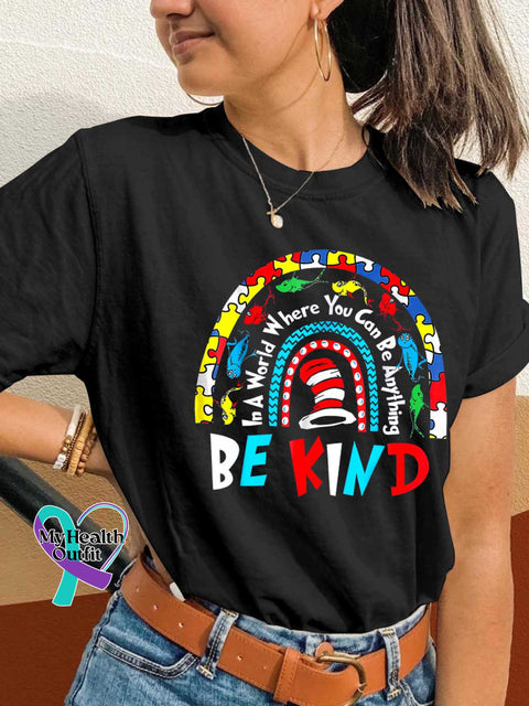 In A World Where You Can Be Anything Be Kind Autism Awareness T-shirt Black / S