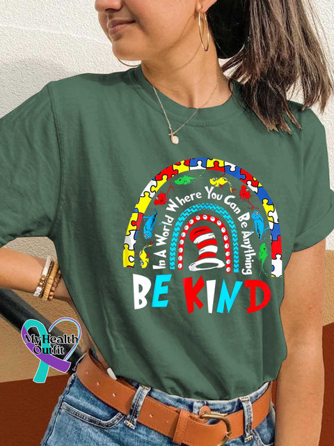 In A World Where You Can Be Anything Be Kind Autism Awareness T-shirt Green / S
