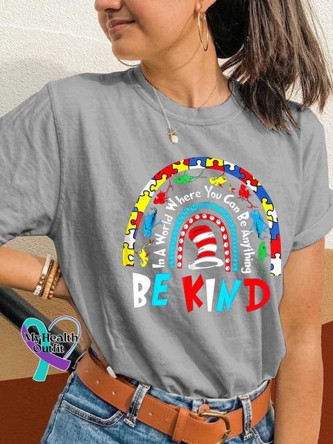 In A World Where You Can Be Anything Be Kind Autism Awareness T-shirt Grey / S