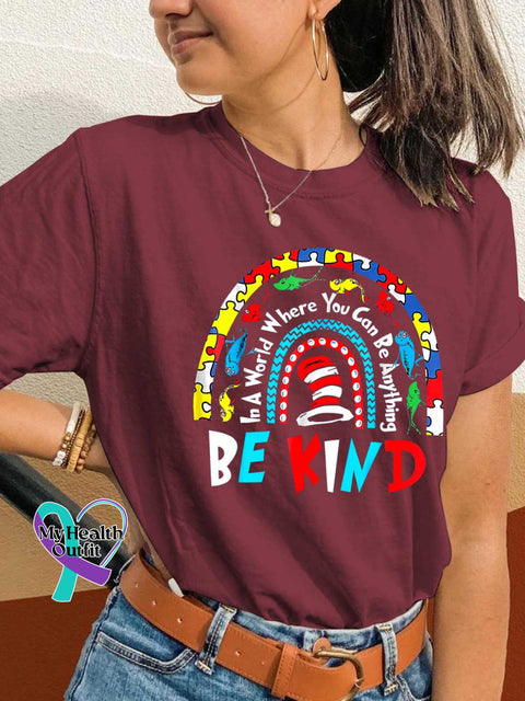 In A World Where You Can Be Anything Be Kind Autism Awareness T-shirt Red / S