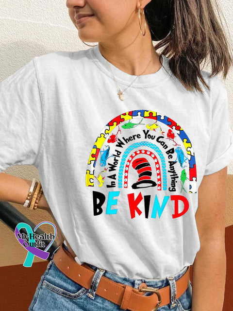 In A World Where You Can Be Anything Be Kind Autism Awareness T-shirt White / S