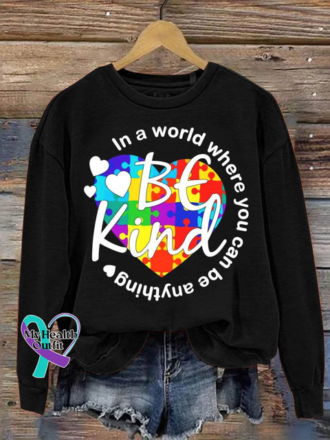 In A World Where You Can Be Anything Kind Mental Health Awareness Art Pattern Print Casual