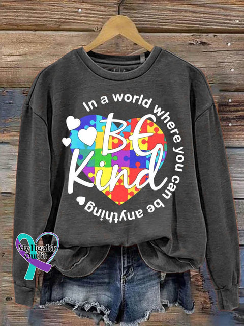 In A World Where You Can Be Anything Kind Mental Health Awareness Art Pattern Print Casual
