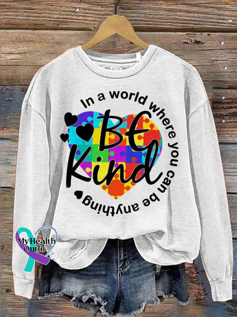 In A World Where You Can Be Anything Kind Mental Health Awareness Art Pattern Print Casual