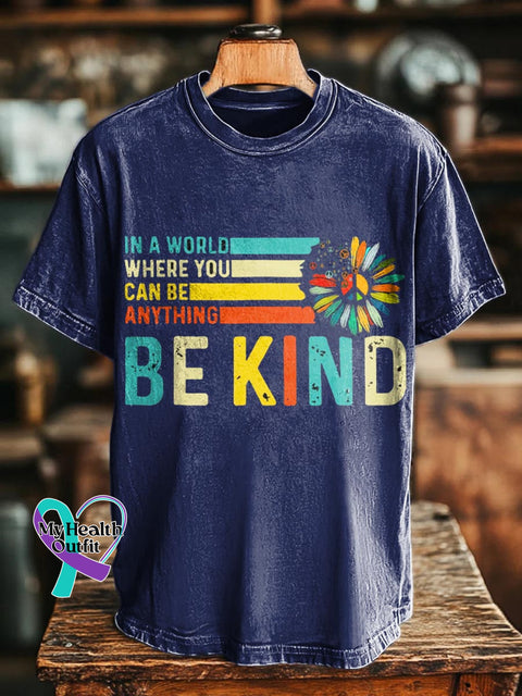 In A World Where You Can Be Anything Be Kind Pattern Art Print Casual T-shirt NavyBlue / S