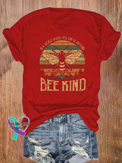 In A World Where You Can Be Anything Kind Print Short Sleeve Casual T-Shirt Red / S