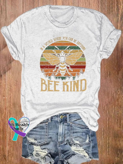In A World Where You Can Be Anything Kind Print Short Sleeve Casual T-Shirt White / S