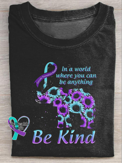 In a world Where You Can be Anything Be Kind Printed Casual Crew Neck Short Sleeve T-Shirt Multicolor / S