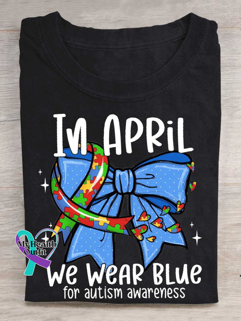 IN APRIL We WEAR BLUE for Autism Awareness T-shirt Black / S