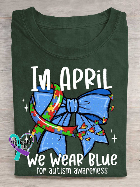 IN APRIL We WEAR BLUE for Autism Awareness T-shirt Green / S