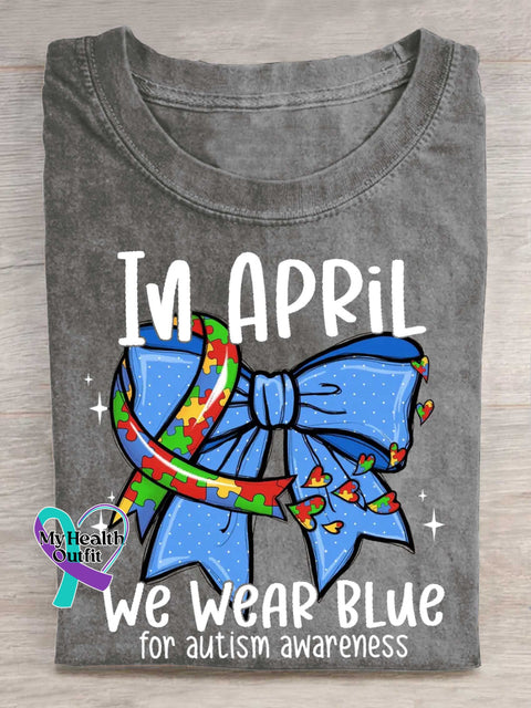 IN APRIL We WEAR BLUE for Autism Awareness T-shirt Grey / S