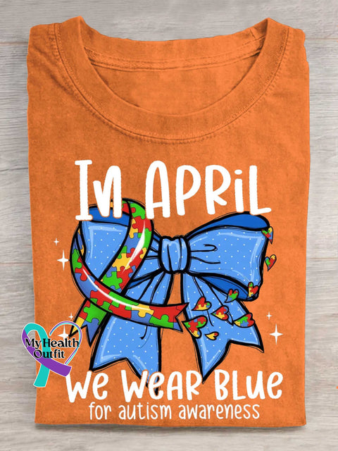 IN APRIL We WEAR BLUE for Autism Awareness T-shirt Orange / S