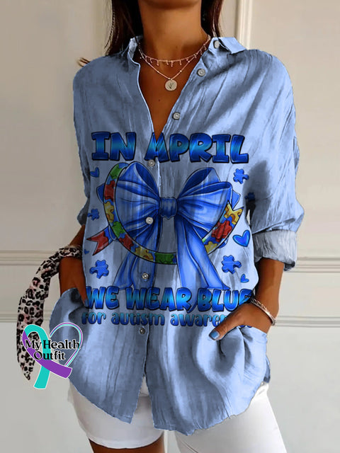 In April we wore blue for Autism Awareness printed casual cotton shirts Multicolor / S